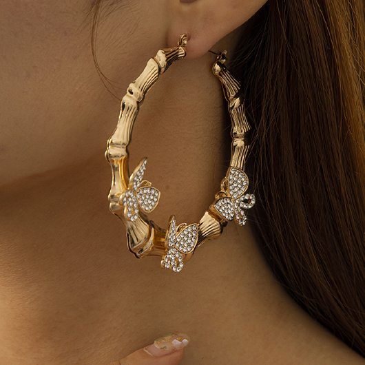 Gold Alloy Detail Butterfly Design Earrings