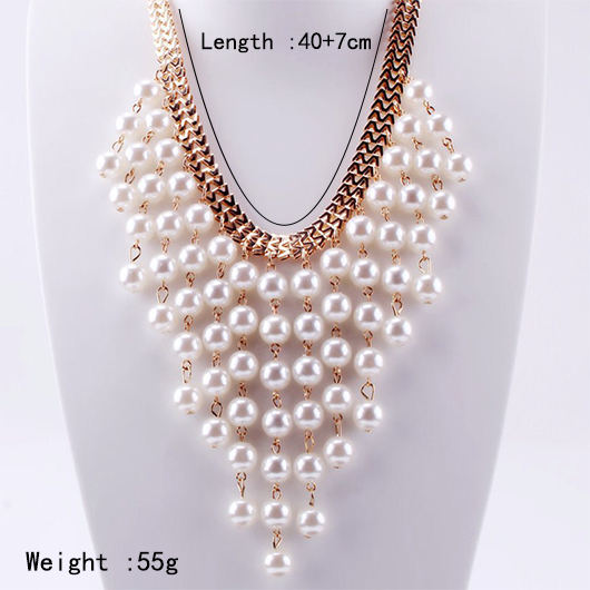 Layered Design Gold Pearl Detail Necklace