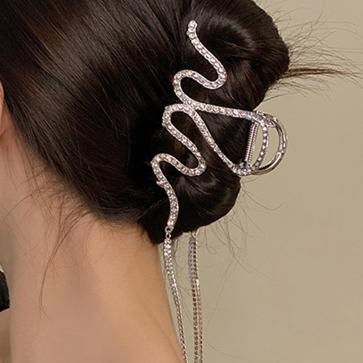 Hot Drilling Alloy Detail Silvery White Hair Accessories