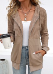 Pocket Long Sleeve Light Coffee Hoodie