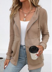 Pocket Long Sleeve Light Coffee Hoodie