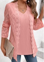 Dusty Pink Long Sleeve Fake Two Piece Twinset