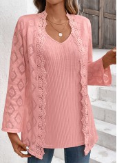 Dusty Pink Long Sleeve Fake Two Piece Twinset