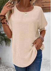 Round Neck Smocked Raw White T Shirt