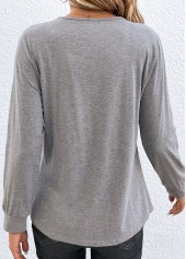 Light Grey Ruched Square Neck T Shirt