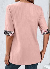 Floral Print Patchwork Light Pink Fake Two Piece Twinset