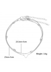 Silvery White Layered Heart Design Anklet