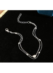 Silvery White Layered Heart Design Anklet