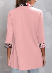 Floral Print Fake 2in1 Light Pink Blouse