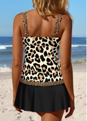 Mid Waisted Leopard Patchwork Black Tankini Set
