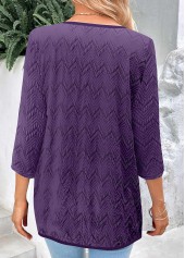 Paisley Print Fake 2in1 Dark Purple Blouse