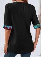 Black Short Sleeve Square Neck Fake Two Piece Twinset