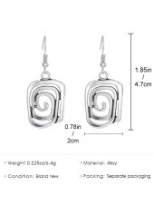 Geometric Square Detail Silver Alloy Earrings