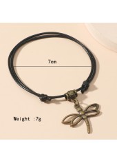 Dragonfly Design Black Retro Alloy Anklet