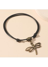 Dragonfly Design Black Retro Alloy Anklet