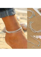Alloy Silver Layered Design Chain Anklet