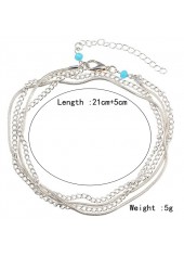 Alloy Silver Layered Design Chain Anklet