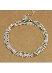 Alloy Silver Layered Design Chain Anklet