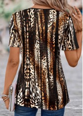 Leopard Fake 2in1 Dark Coffee T Shirt