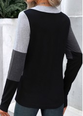 Dark Grey Marl Asymmetrical Neck Patchwork T Shirt