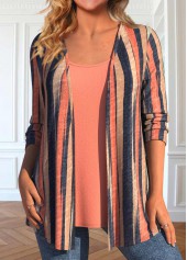 Brick Red Plus Size Cardigan and Tank Top