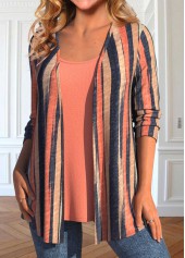 Brick Red Plus Size Cardigan and Tank Top