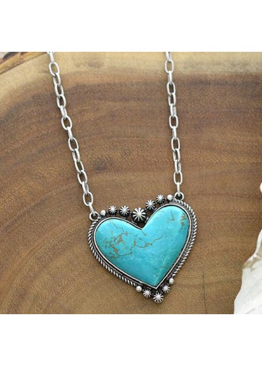 Alloy Detail Retro Cyan Heart Necklace product