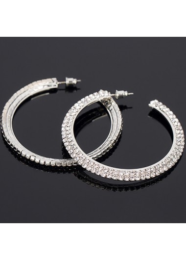 Silvery White Round Hot Drilling Earrings