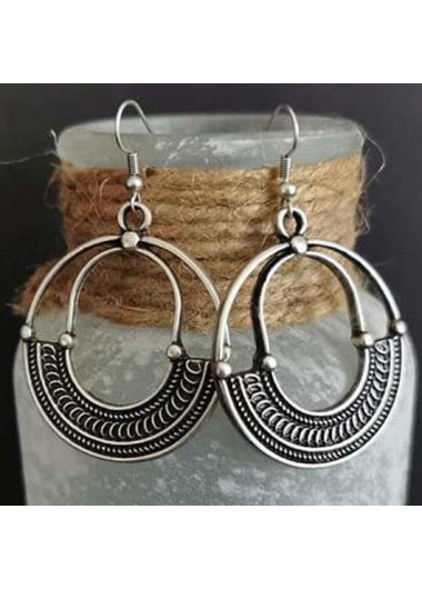 Retro Alloy Detail Silvery White Round Earrings product