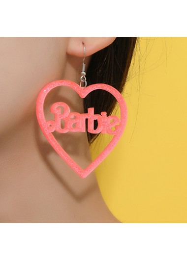 Cutout Letter Detail Pink Heart Earrings product
