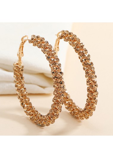 Alloy Detail Rhinestone Gold Round Earrings product