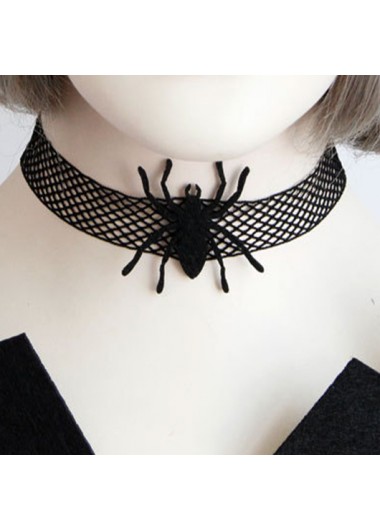 Black Spider Design Gothic Choker Necklace