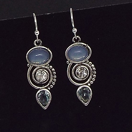 Hot Drilling Alloy Detail Silvery White Earrings