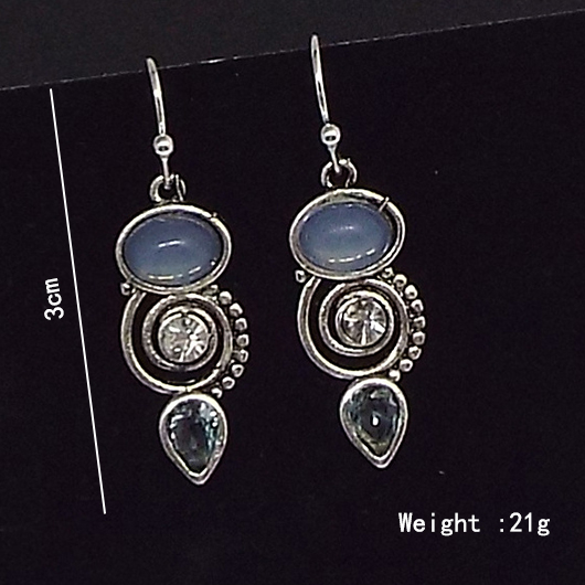 Hot Drilling Alloy Detail Silvery White Earrings