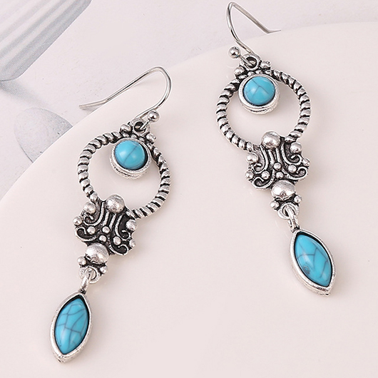 Patchwork Alloy Detail Silvery White Earrings