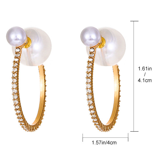 Pearl Design Gold Rhinestone Detail Earrings