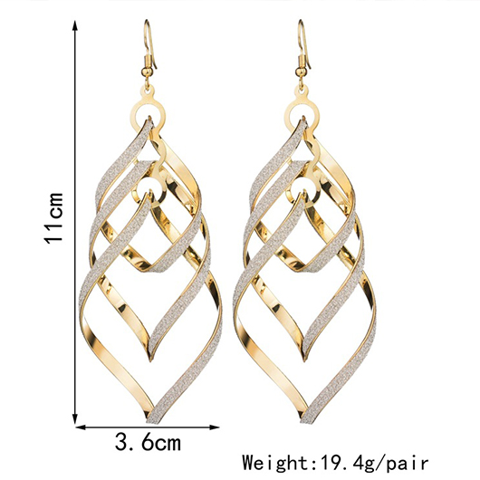 Alloy Detail Gold Geometric Design Earrings