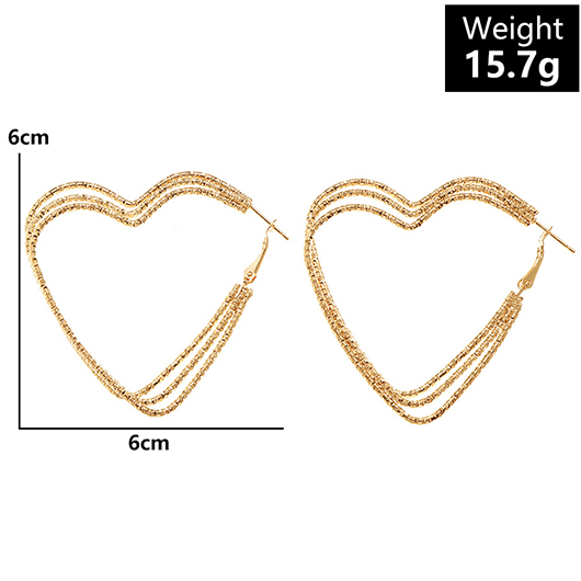 Golden Heart Shape Detail Alloy Earrings