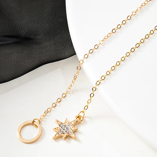 Sparkle Rhinestone Detail Alloy Gold Necklace