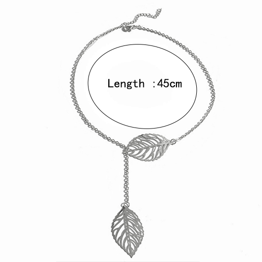 Alloy Hollow Silvery White Leaf Necklace