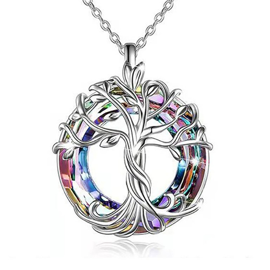 Silver Tree Design Round Alloy Necklace