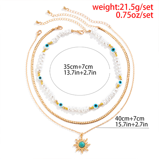 Pearl Design Golden Alloy Necklace Set