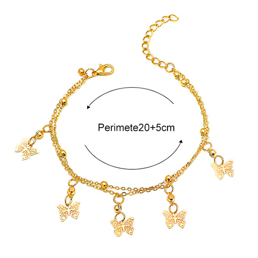 Hollow Butterfly Design Golden Layered Anklet