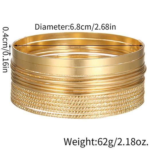 Golden Round Alloy Detail Bracelet Set