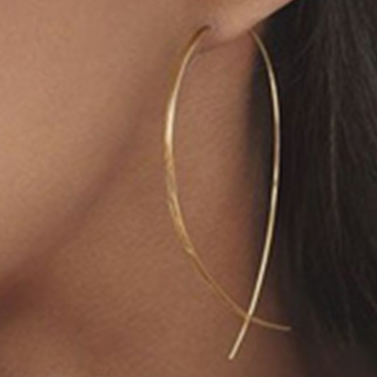 Golden Alloy Criss Cross Design Earrings