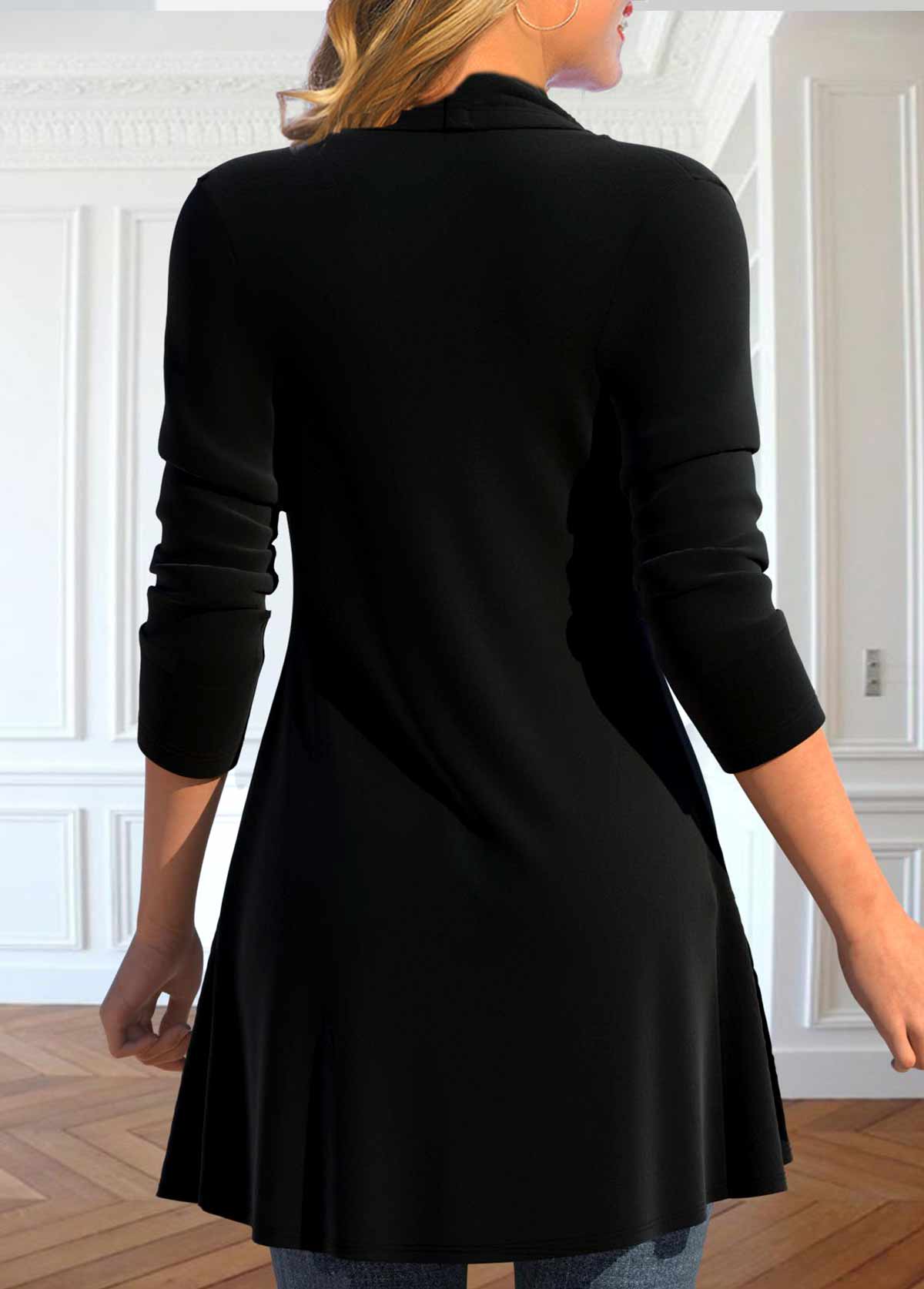 Velvet Black Square Neck Long Sleeve Sequin T Shirt