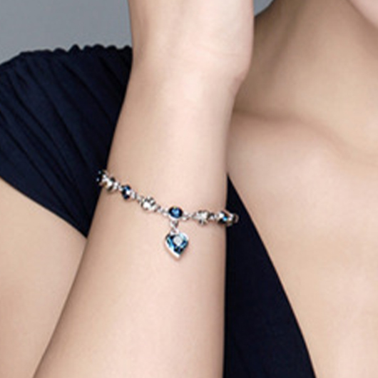 Sky Blue Heart Alloy Detail Bracelet