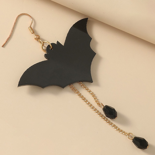 Halloween Patchwork Black Bat Design Earrings