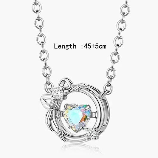 Silver Alloy Detail Heart Design Necklace