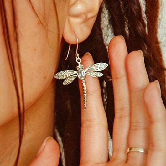 Rhinestone Silvery White Dragonfly Design Earrings